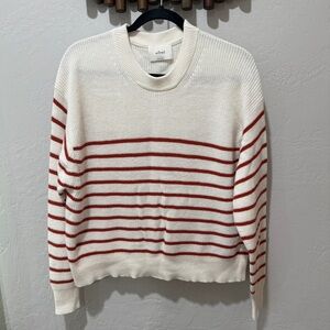 Aritzia Wilfred MARIA SWEATER Size L White and red stripe Christmas